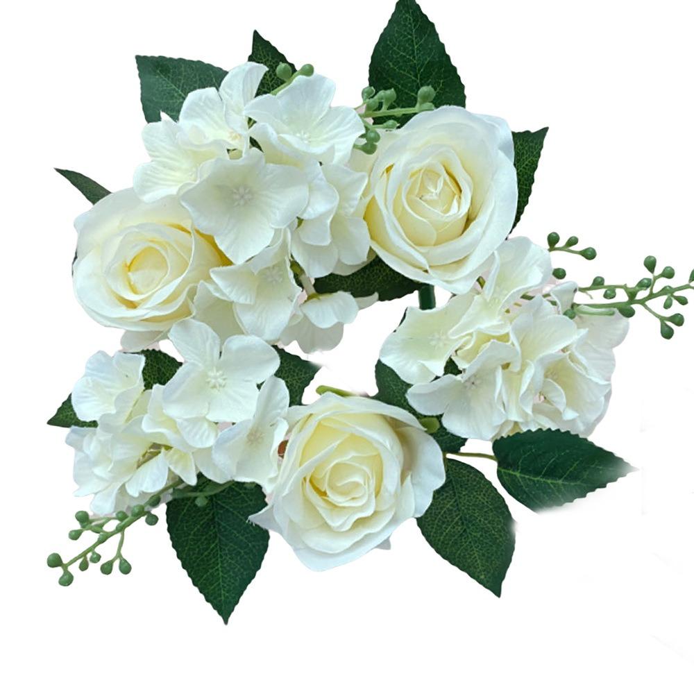 Simulated Candle Rings Wreaths Silk Fake Rose Flower 20cm Artificial Flowers Wedding Decoration