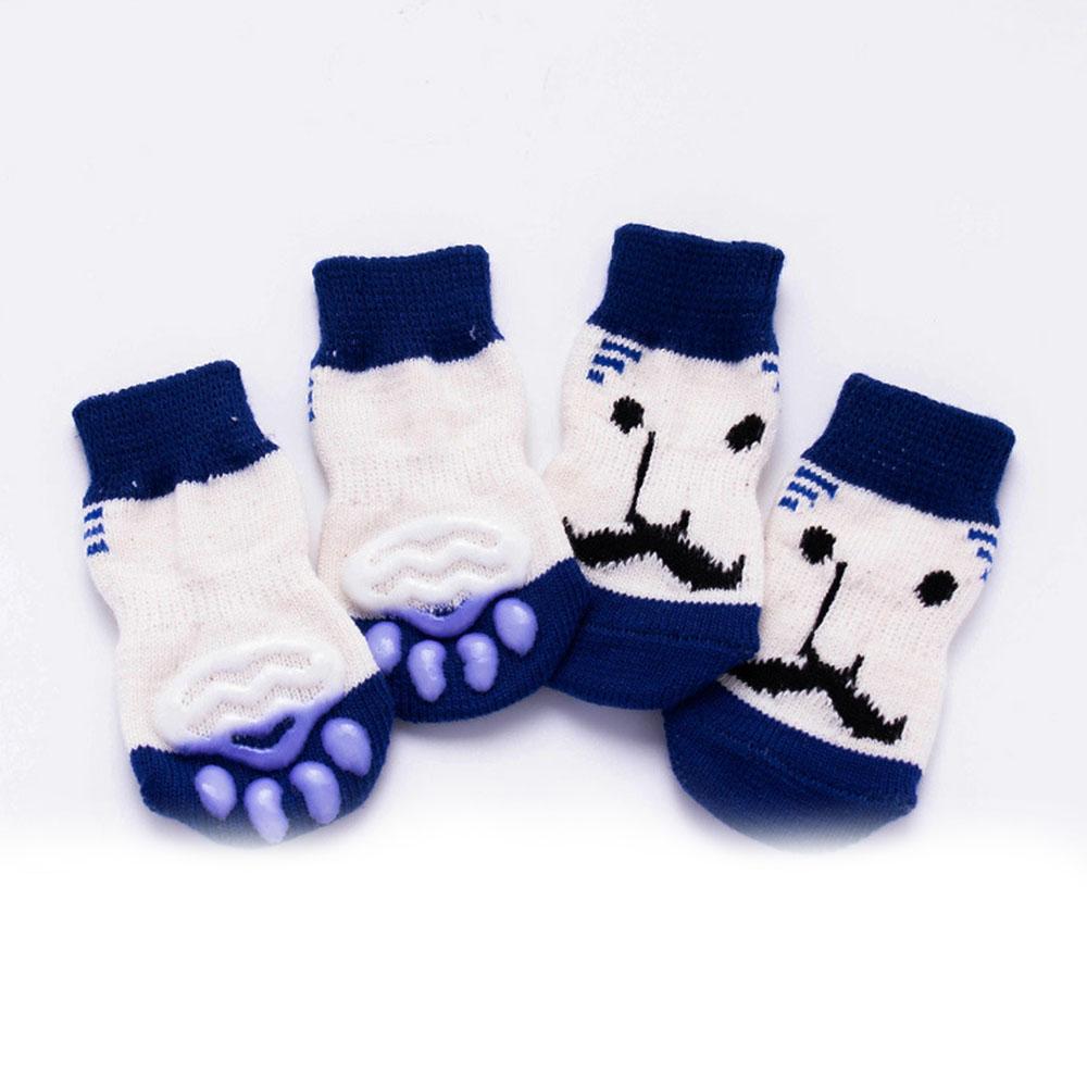Милые вязаные носки для щенков, хлопковые нескользящие носки для маленьких собак, обувь для кошек на осень-зиму для дома, защита для лап, 4 шт.