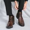 Модные кожаные ботинки с высоким голенищем Бренд Удобные и мягкие Мужские лоскутные ботильоны Деловые Повседневные Мужские кожаные ботинки