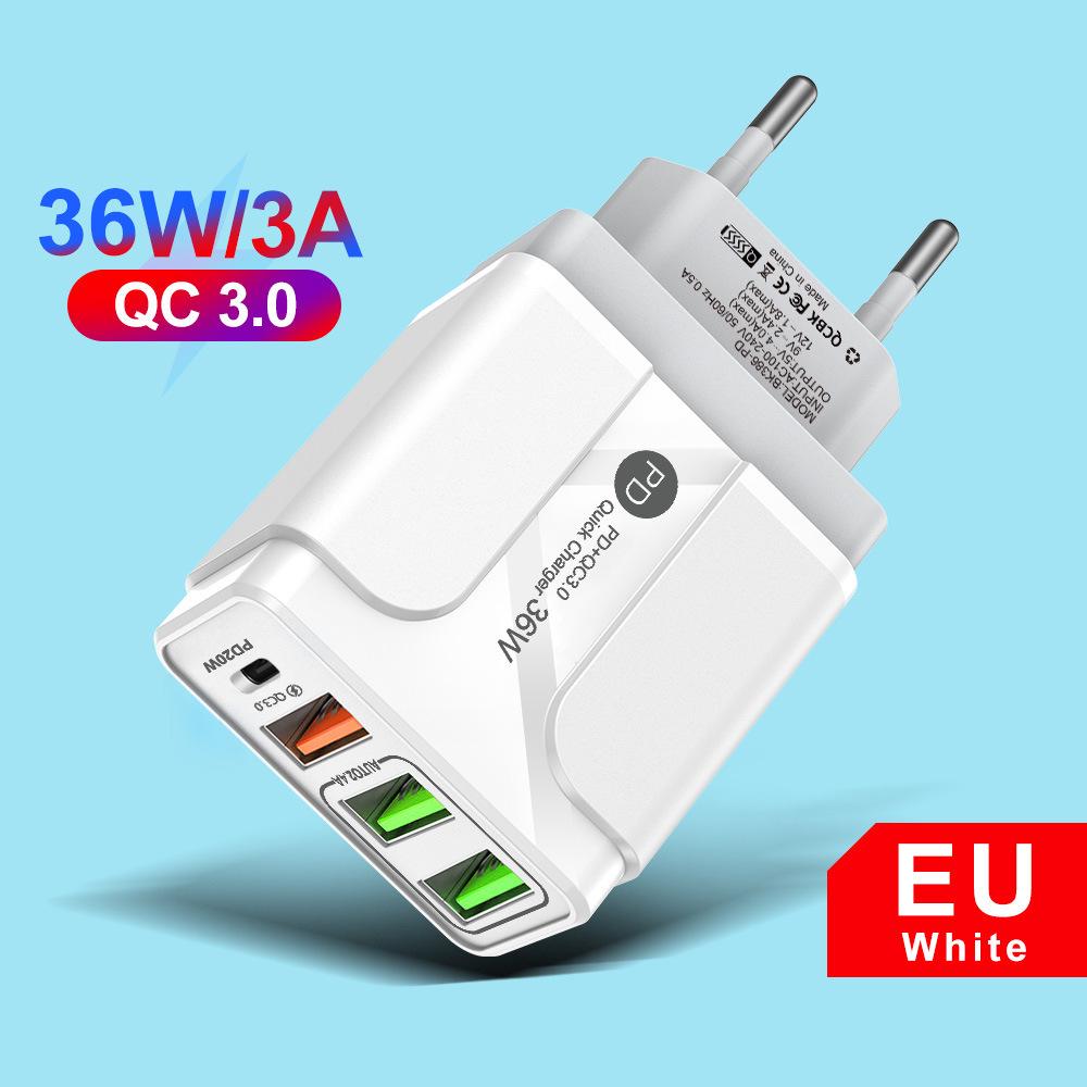 Быстрое зарядное устройство GaN с несколькими портами PD33W QC3.0 - 9В/12В Европейский стандарт