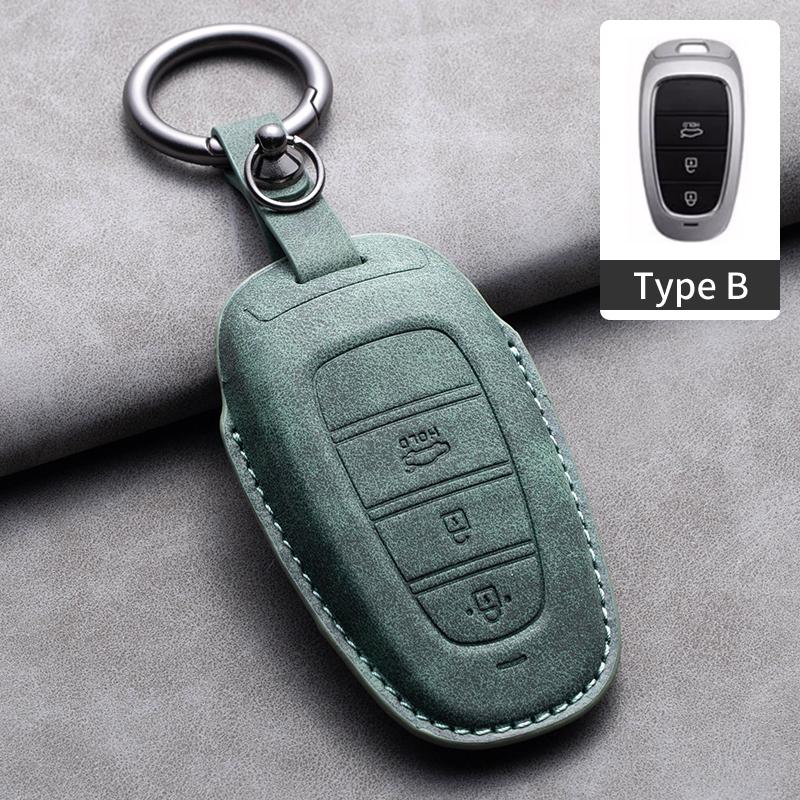 Leather Car Key Case Cover Shell For Hyundai Grand Santa Fe 3 DM I30 IX35 Ix45 Encino KONA Solaris Azera Grandeur Creta 2 Kona