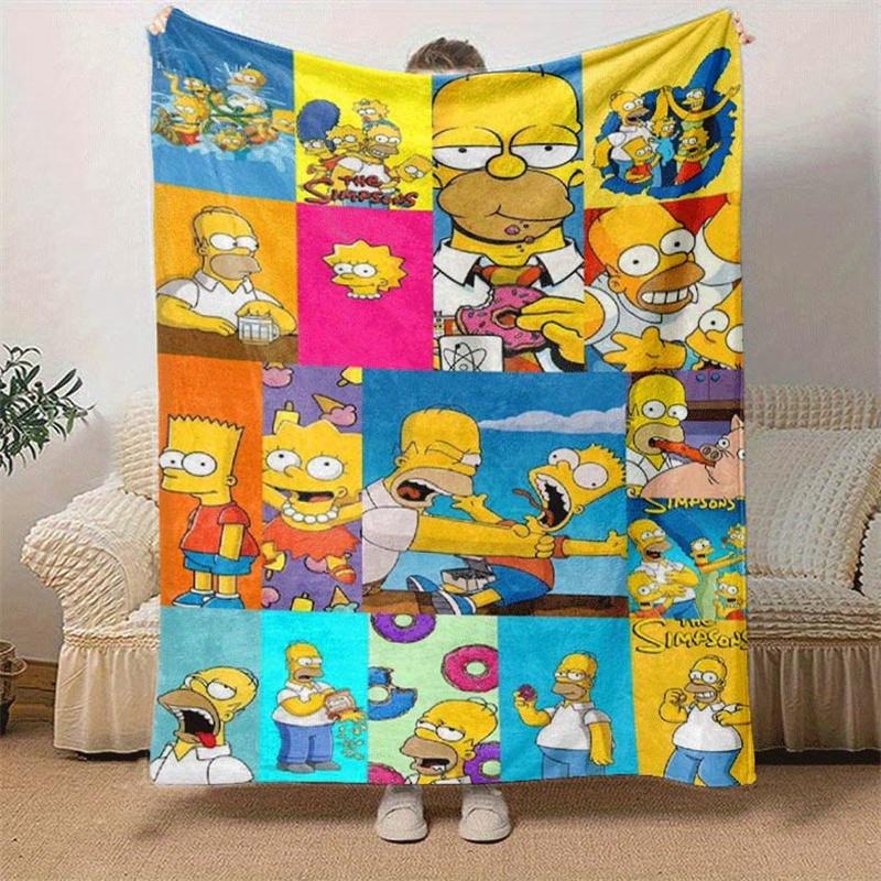 1pc The Simpsons (4) Printing Blanket - Soft, All-Season Throw for Living Room, Beroom,Personalize Gift with Aorable Cartoon esign