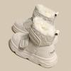 Fur White Boots Women Padded Cotton Shoes Winter Warm Pu Leather Snow Boots Footwear Thick Bottom Plush Short Ankle Boots