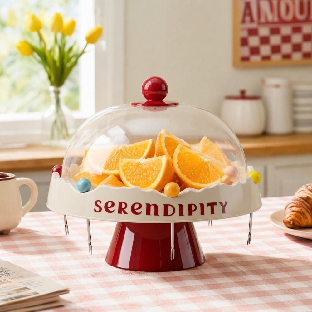 Large Capacity Fruit Serving Plate Plastic Snack Plate Fruit Bowl with Fork Fruit Insert