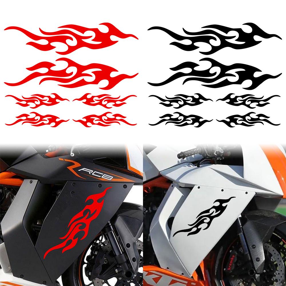 Black/Red Flame Reflective Moto Stickers Decor Motorcycle Body Helmets Decal Accessories for MT07 Z900 Voge 900 DSX Aprilia KTM