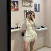 Летний элегантный комплект из двух предметов, женская юбка, повседневная милая блузка + Y2k, тонкие юбки для торта, офисные женские корейские модные костюмы, новое платье