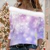 Women's Casual Long Sleeve Slouchy Christmas Printed Plush Fashion Top