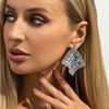 Luxury Cold Ins Style Metal Sequin Earrings, Fashion Geometric Diamond Square Ear Jewelry For Women