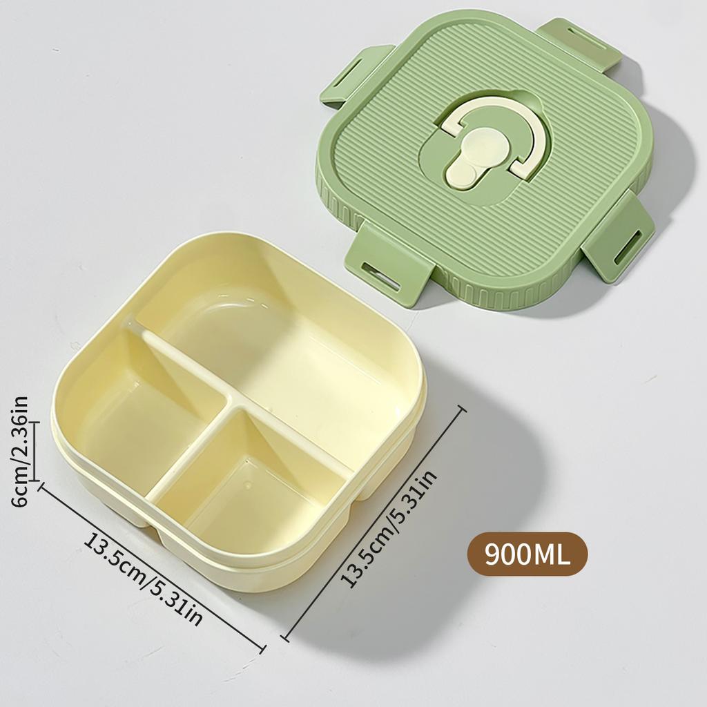 2/3 Grids Reusable Square Plastic Bento Lunch Box Portable Divided Fruit Salad Food Container Kids Students Microwave Heatable