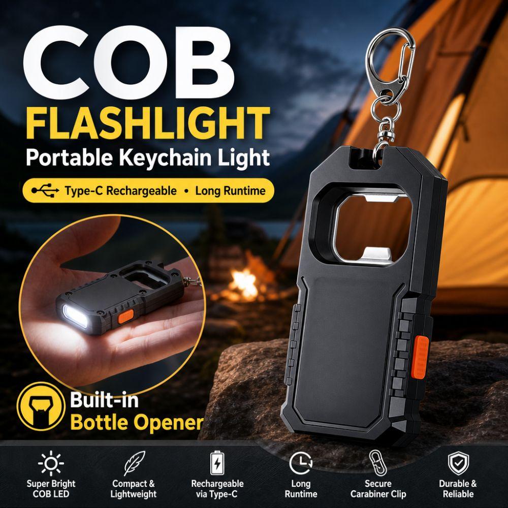 USB Rechargeable Working Light LED COB Emergency Lantern Keychain Flashlight Outdoor