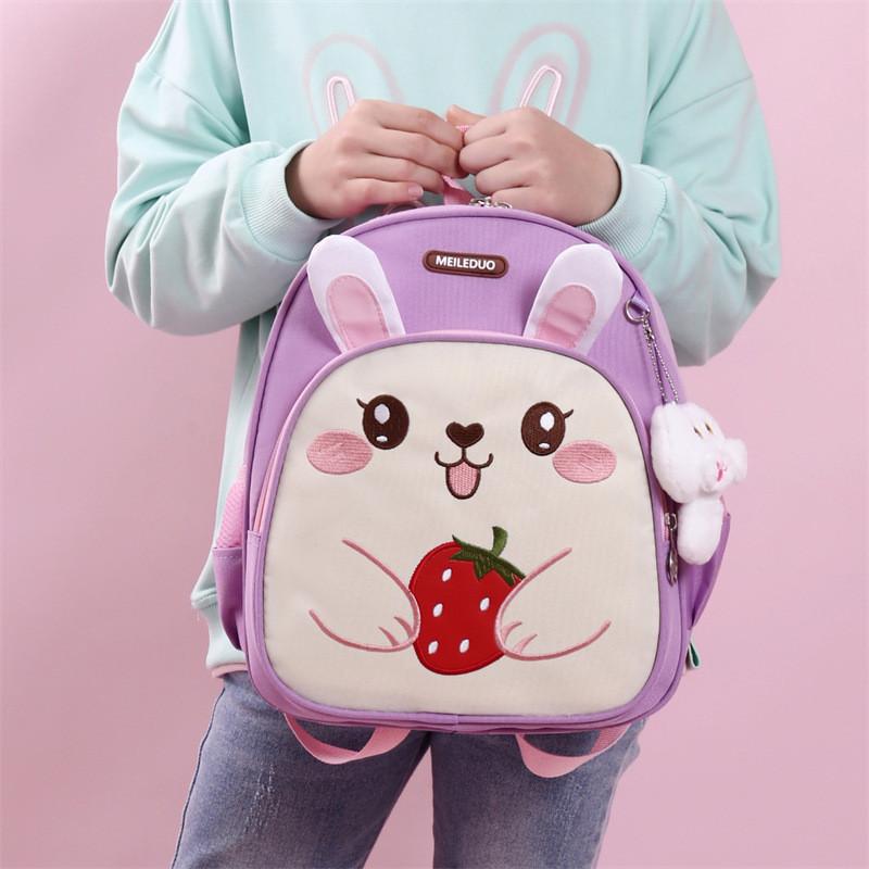 Children School Backpack With Oxford Material And Rabbit Car Pattern For Kids