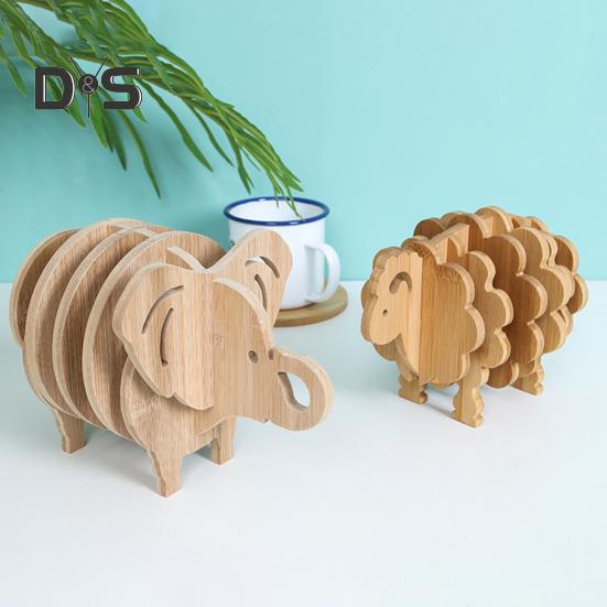 Деревянный набор теплоизоляционных подставок в виде животных, нескользящие подставки под горячее, не дающие ожогов, 3D-подставки в форме животных для кастрюль и чайников