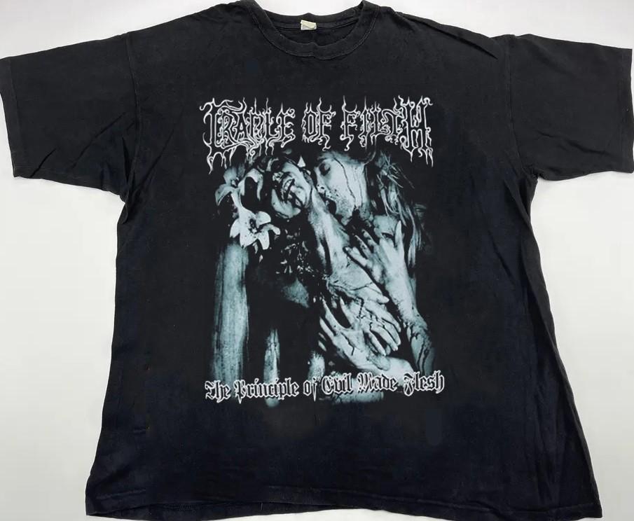 Винтажная черная футболка унисекс Cradle of Filth Principle of Evil QT2786