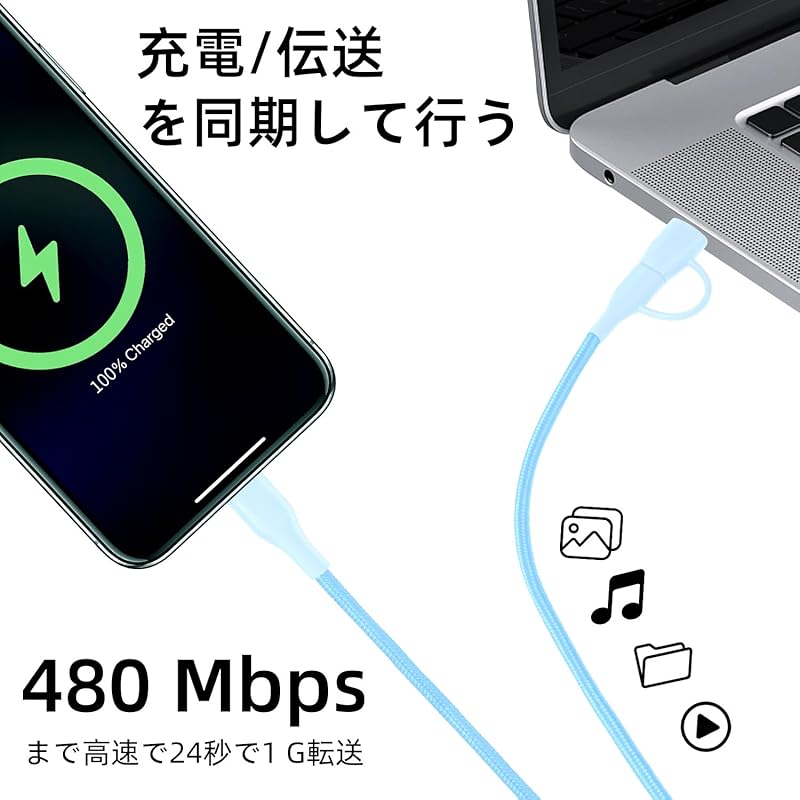 Acbands USB Type C 2 In 1 Cable 1.2m 60W PD Compatible Heavy Duty Braided Cable USB-A+C&USB-C Taipushi Rapid Cable[ MacBook/ipad pro/Galaxy/iphone 15