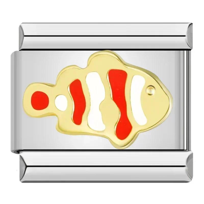 Hapiship 2024 Top Fashion Eye Moon Star Fish Spider Poker Queen Charm Italian Links Fit 9mm Bracelet Making DIY Jewelry DJ854