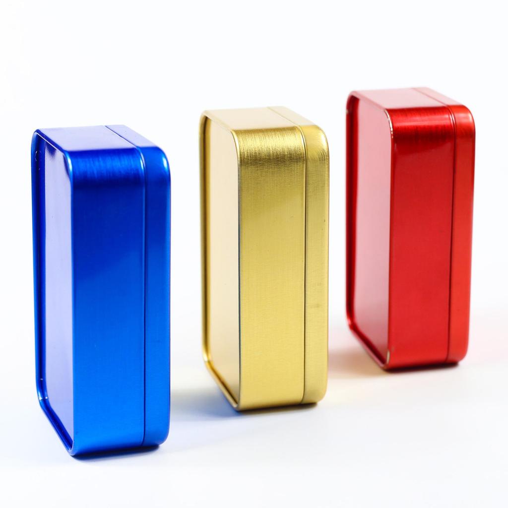 В наличии Мини Серебристая Прямоугольная Матовая Жестяная Коробка для Хранения Ювелирных Изделий, Заколок для Волос и Покера