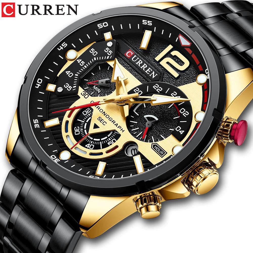 CURREN Watches Men's Sport Quartz Original Chronograph Date Wristwatches Luxury Waterproof Luminous Stainless Steel Watch Man Relogio Masculino