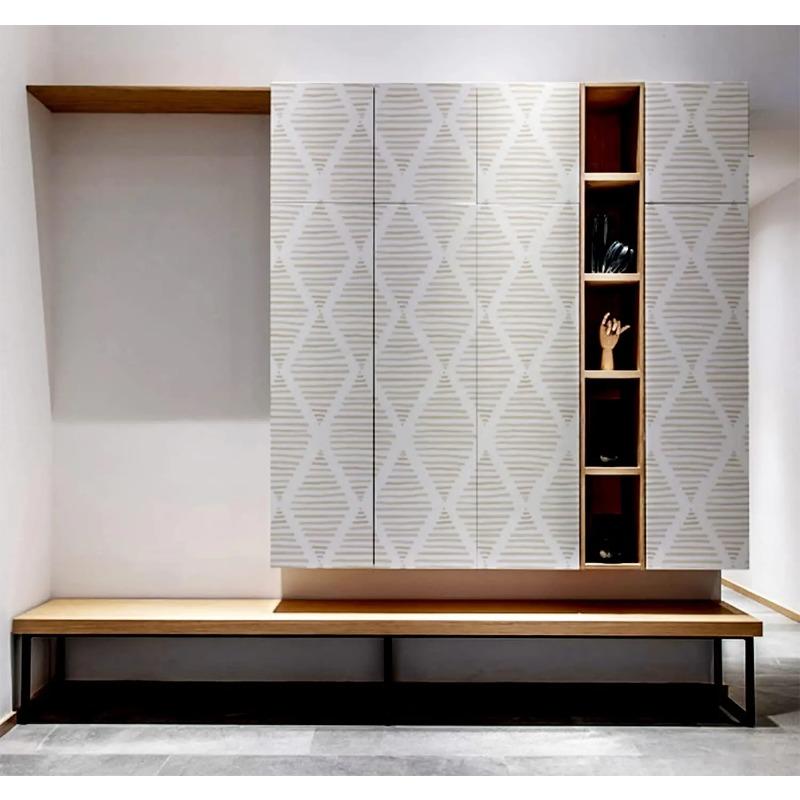 Современная полосатая самоклеящаяся настенная пленка, бежево-белая контактная бумага, съемная самоклеящаяся настенная пленка для декора спальни, ящиков