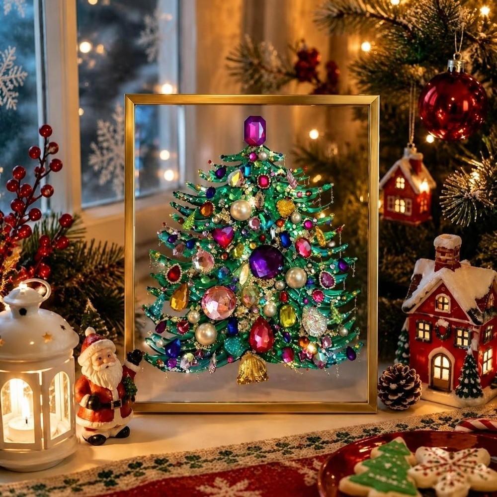 1 Set Gem Art Christmas Tree Art Kit DIY Holiday Craft Kit Tree Decoration Kit Christmas Crafting