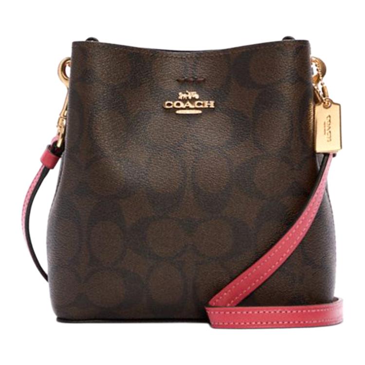 Coach Женская мини сумка-ведро Town из канваса с покрытием и гладкой кожи, сумка через плечо, сумка кросс-боди C7269-IMTN8