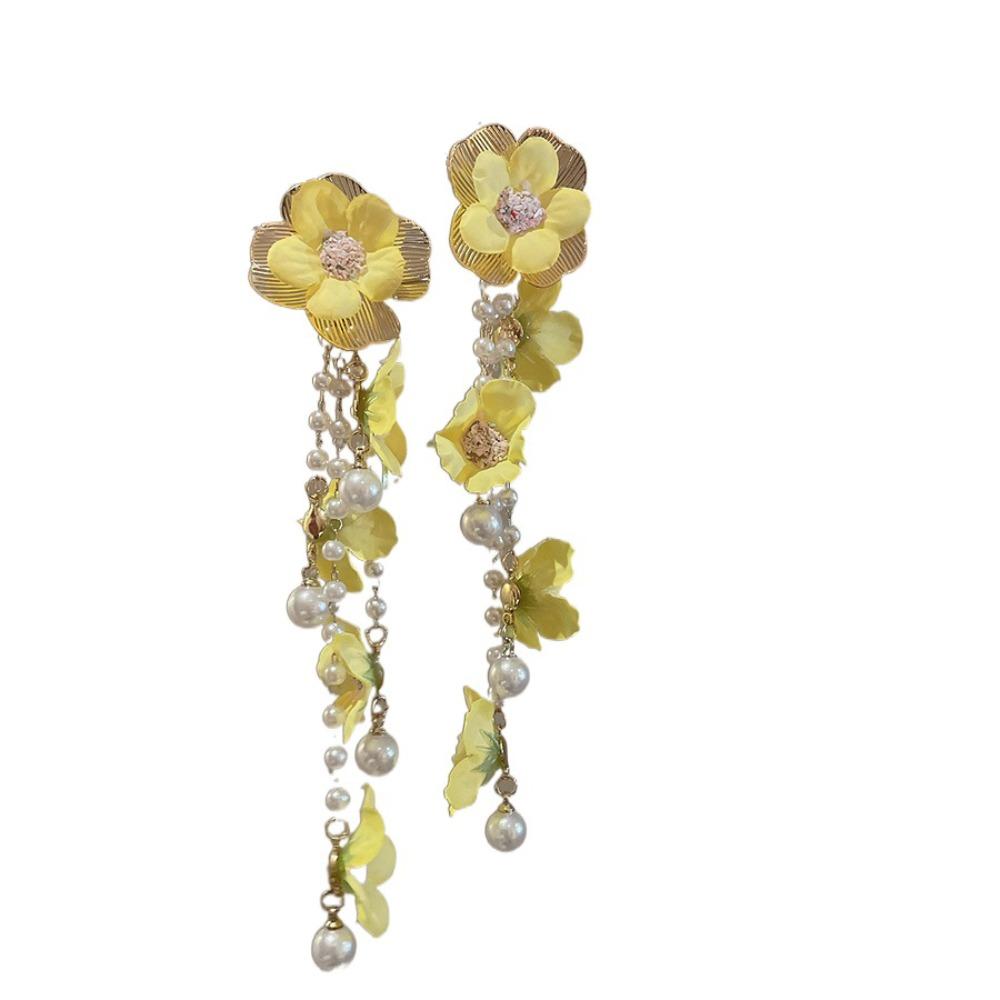 Exaggerated Petals Tassel Earring Sweet Women's Jewelry New Flower Dangle Earrings  Vacation