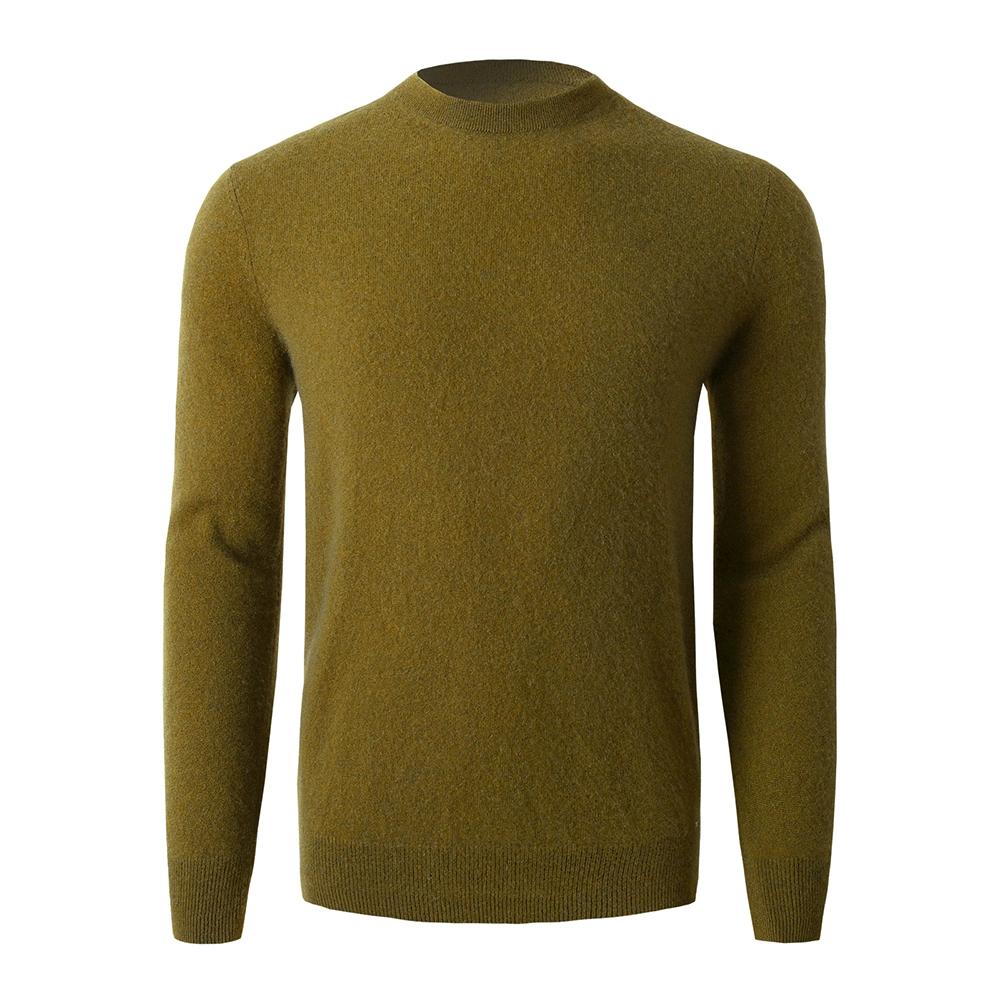 Men Cashmere Sweater Crewneck Solid Color Knited