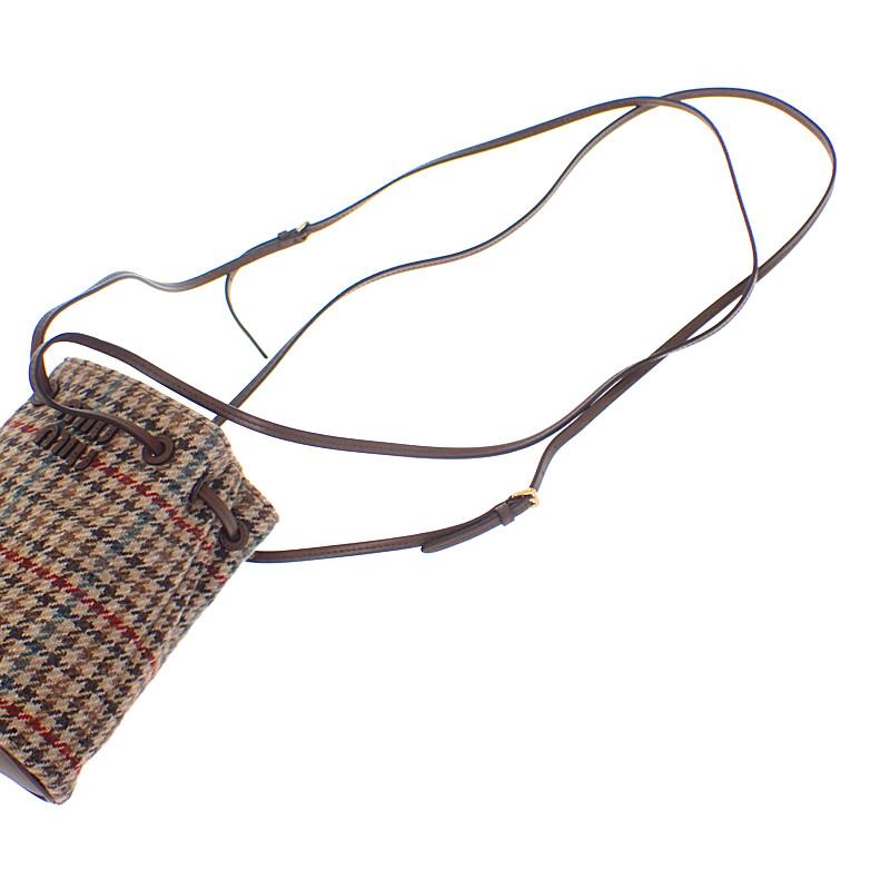 MIUMIU  5NF460-2DU5-F0040 Shoulder Bag Brown/beige wool/leather Women