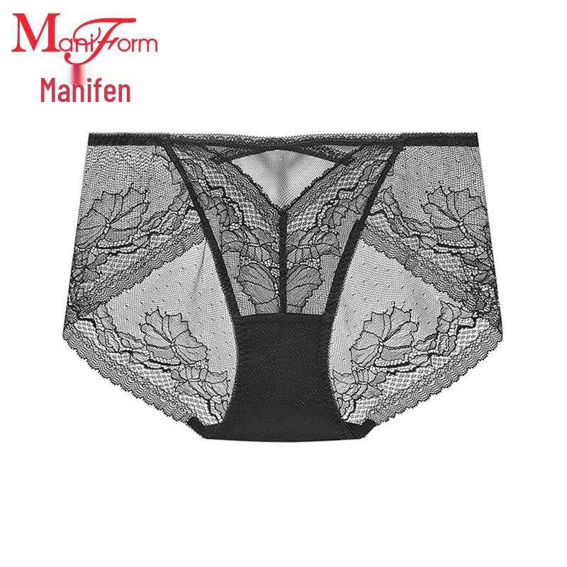 Maniform Women's Sexy Lace Breathable Mid-Low Waist Antibacterial Briefs