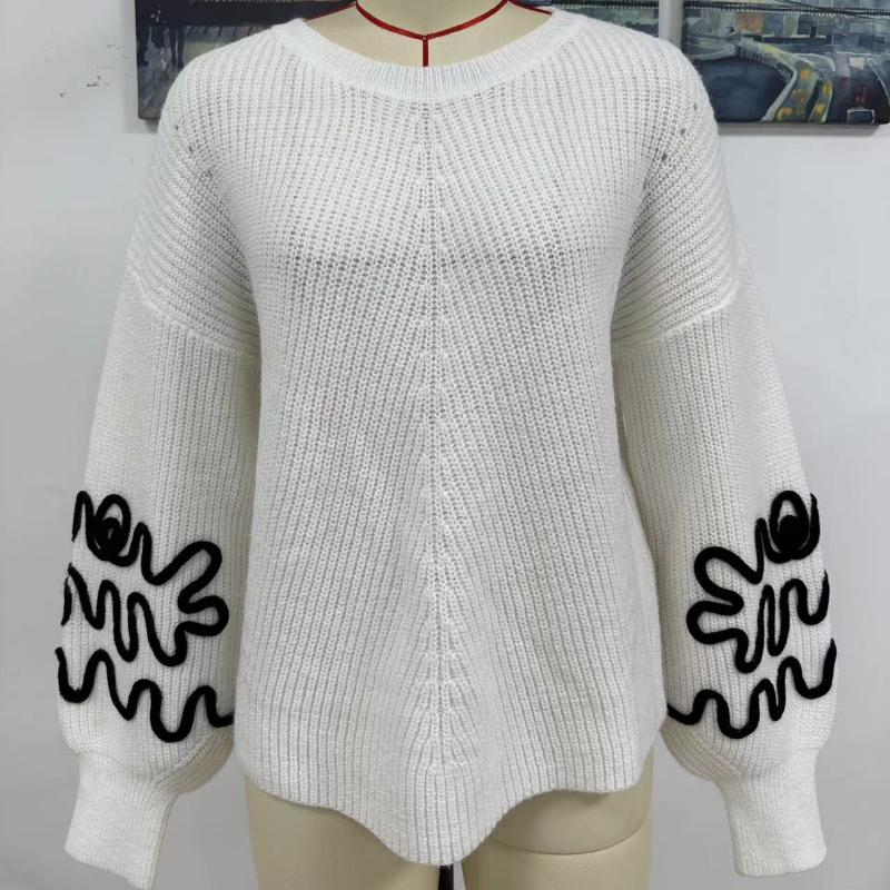 IHUASU Women's Pullover Knit Sweater Solid Colour Pattern Fashion Sweater Woman