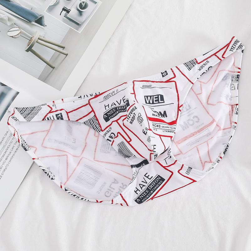 Men's Printed Underwear Triangle Pants Cotton Low Waist Elastic Cross Border Large Size