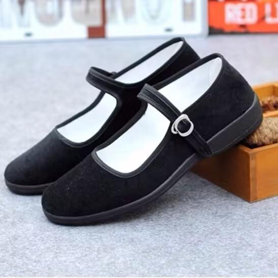 Spring New Cloth Shoes Women's Shoes Etiquette Shoes Single Shoes Comfortable One-word Buckle Work Shoes