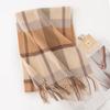 Atmospheric scarf Lamb wool pink plaid scarf British classic couple winter warm scarf