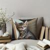 Современная наволочка 18x18 дюймов с односторонним принтом и дизайном с котенком для акцента в гостиной