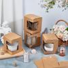 36pcs Bakery Box with PVC Display Window Cardboard Gift Packaging Boxes for Cookies Square BurlyWood 105.5x110x125mm