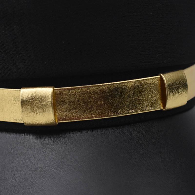 Модная шляпа из искусственной кожи с золотым краем, шляпа-берет, хлопковая универсальная дышащая восьмиугольная шляпа с утиным язычком