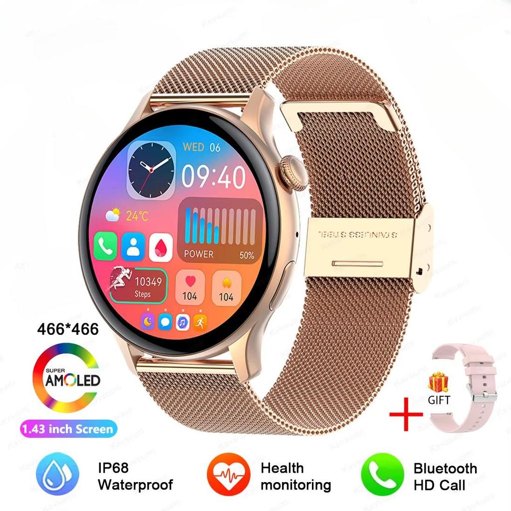 Новые умные часы для женщин AMOLED-экран Всегда отображает время NFC IP68 Водонепроницаемые Спортивные Звонки Женские умные часы Для Huawei Xiaomi Apple