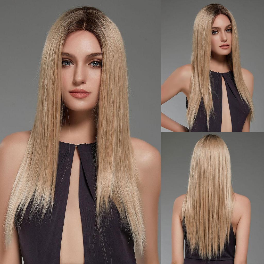 BLONDE UNICORN Длинный синтетический прямой платиновый парик с омбре для женщин, косплей, волосы высокой плотности, термостойкие