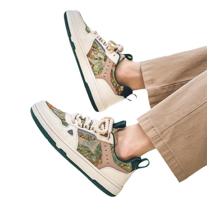 Men's shoes autumn new Maillard style fashion casual shoes camouflage style trend student comfortable board shoes men's shoes