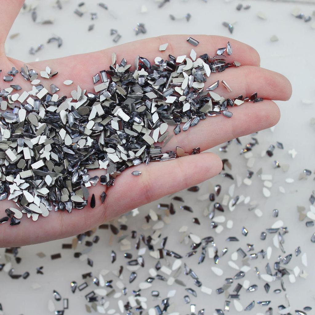 Yiwu Nail Art Diamond Mixed Mini Small Nail Art Flat Bottom Special-Shaped Diamond Mixed K9 Champagne Nail Art Jewelry