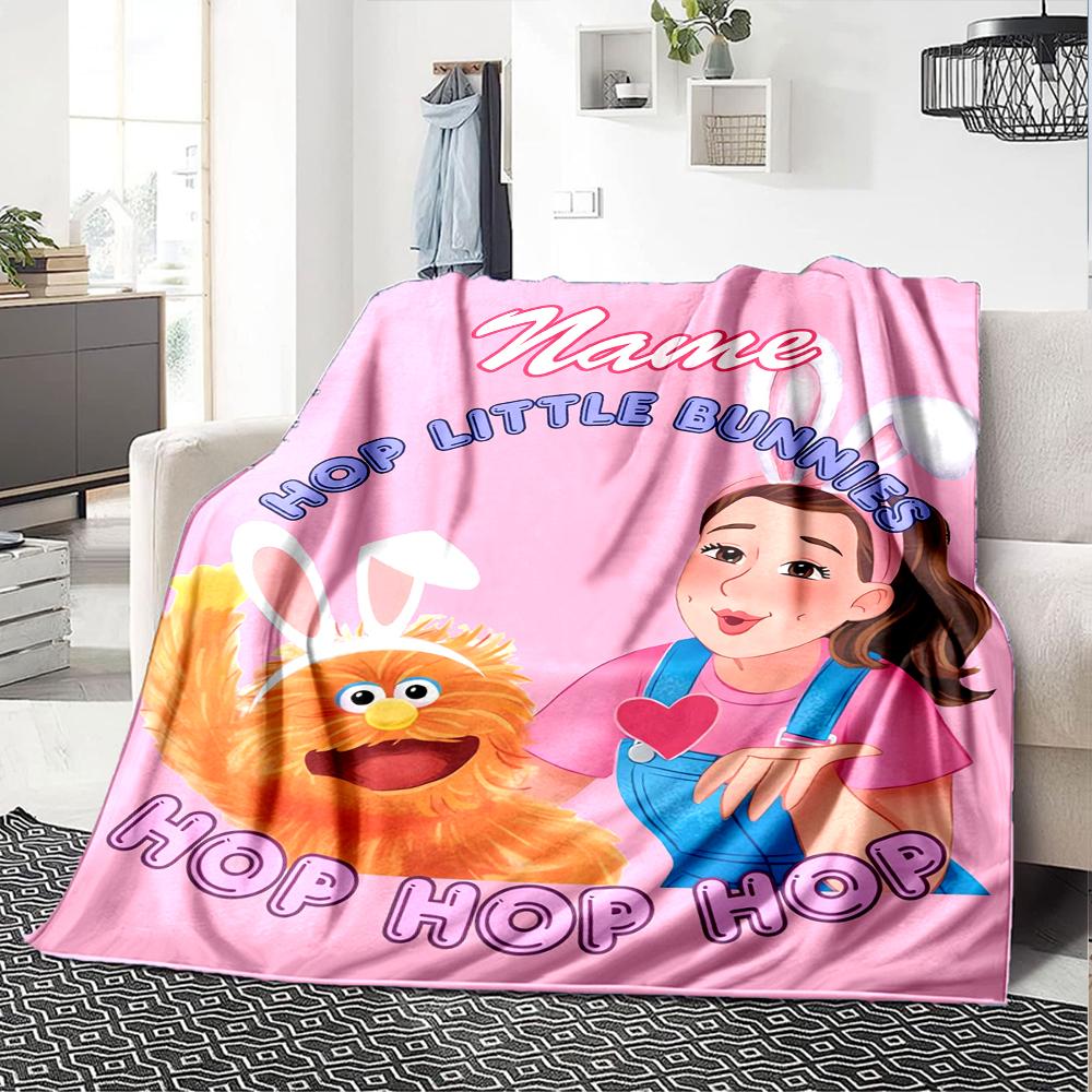 Custom Name Ms. Rachel Theme Printed Blanket - Perfect for Couch, Bed, Travel & Outdoor Use | Machine Washable, Cozy & Durable.