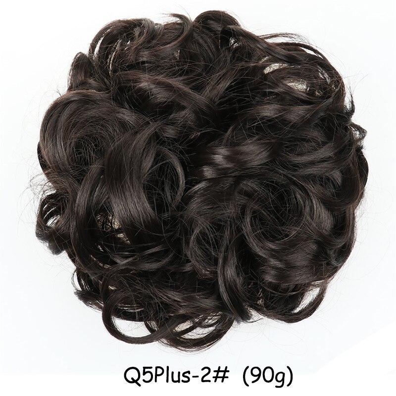 MISS WIG Women Messy Chignon Donut Hair Bun Fake Hair Elastic Chignon Synthetic Fiber Hairpiece Gray Black Brown Color