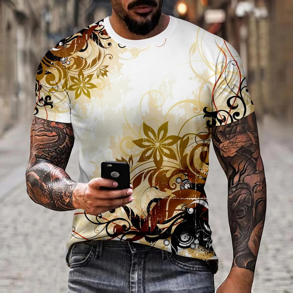 New Summer Retro Men's T-shirt 3D Printed Holiday Popular Outdoor Short Sleeve Fashion