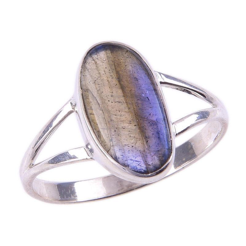 Natural Labradorite Gemstone Handmade 925 Solid Sterling Silver Ring S.10 j0g90
