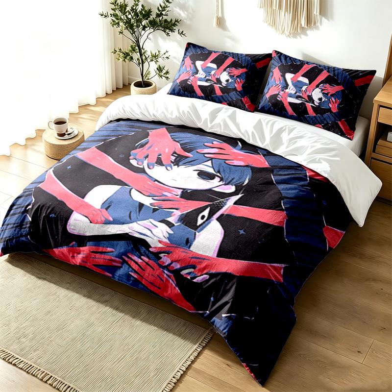 Omori 3pc Duvet Cover Set Simple Modern Bedding Set Wrinkle Resistant Soft Fabric All Season Use a perfect gift