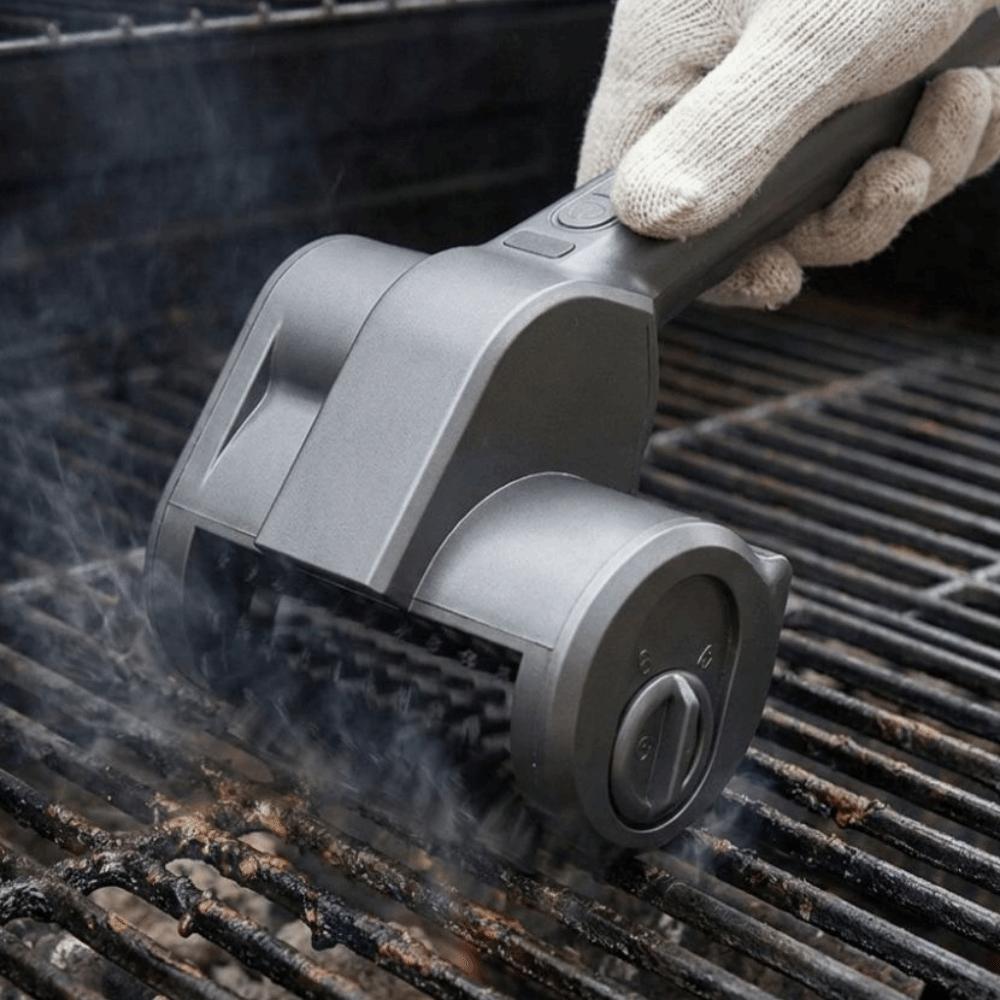 with LED Light Electric Grill Cleaning Brush BBQ Rotating Brush Efficient Oil Stain Remover