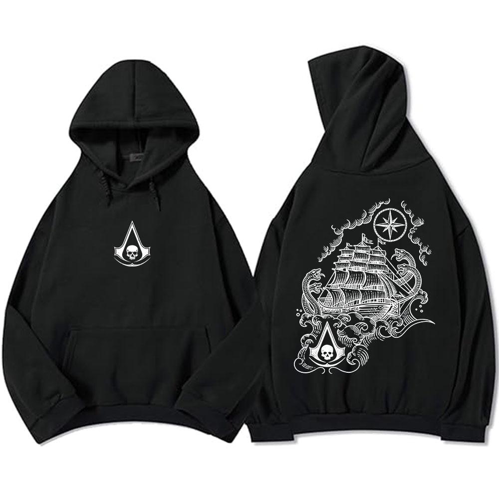 Assassin's Creed Black Flag Обновленная игра Худи Унисекс Уличная одежда Толстовки с капюшоном и длинным рукавом Графические топы