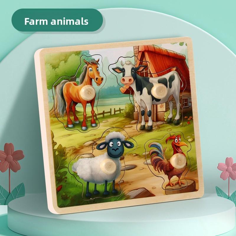 Childrens Wooden Dinosaur 3d Puzzle With Embedded Design For Cognitive Learning