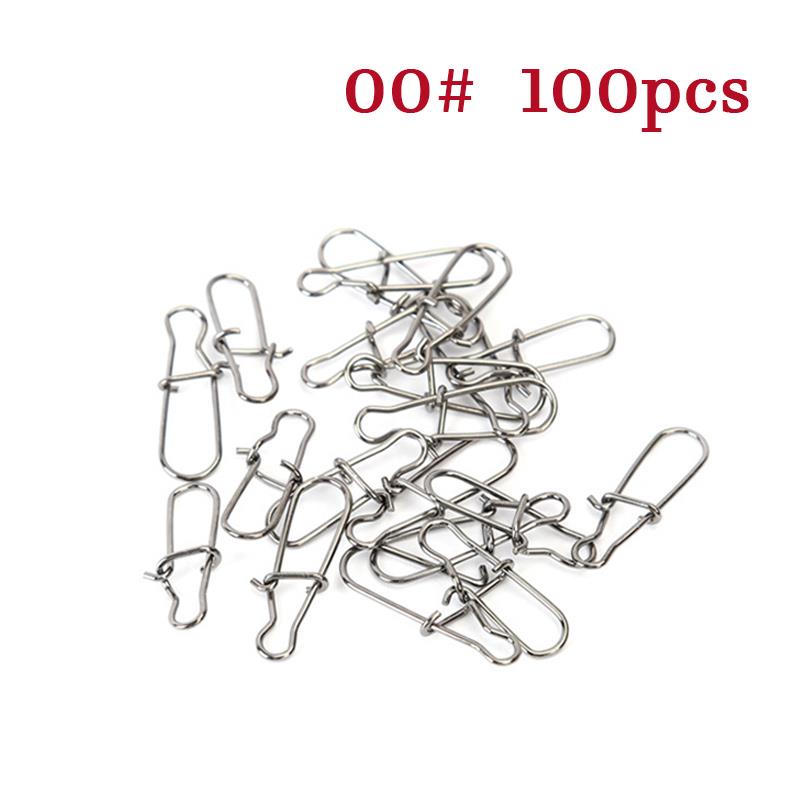 100/200Pcs Fishing Swivel Connector Hooks Line Clip Lock Carabiners Stainless Steel Fishing Fastener Snaps Tools