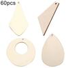 60Pcs Wooden Plate Ornament for Earring Jewelry Scrapbooking DIY Crafts Decor