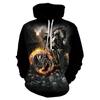 Spring Autumn Gothic Skull Hoodie Men's Hip Hop Sweatshirt Thin 3D Print Fake Denim Jacket Skull Hooded Long Sleeve Pullover